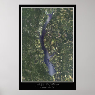 Sjö Eufaula Alabama - Georgia Satellite Karta Poster
