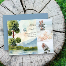 Sjö Evergreen Watercolor 3 Photo Save Date