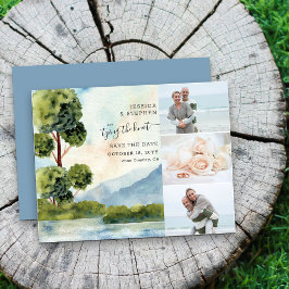 Sjö Evergreen Watercolor 3 Photo Save Date Spara Datumet