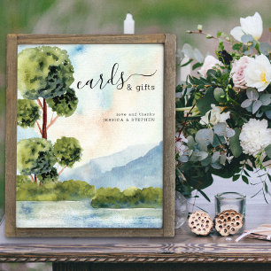 Sjö Evergreen Watercolor Bröllopskort & Gifts Poster