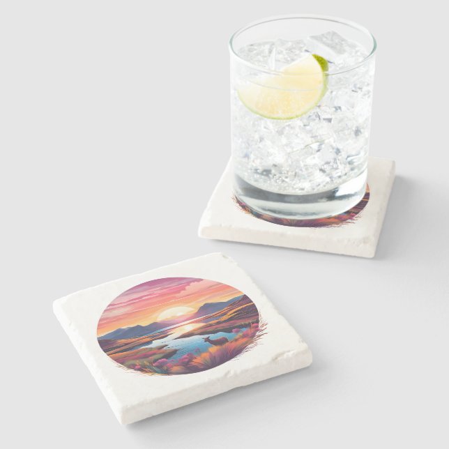 Sjö Ewe Sunset i Skottland Stenunderlägg (Sidan)