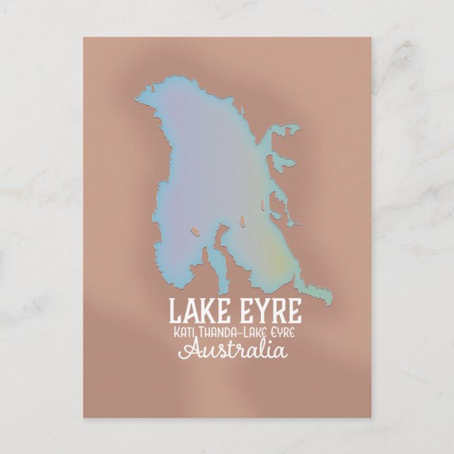 Sjö Eyre Australia karta poster Vykort (Framsida)