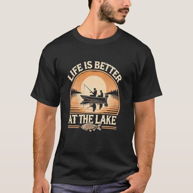 Sjö Fiskare Båt Fiske Fiskare Present Pappa Mamma  T Shirt (Framsida)