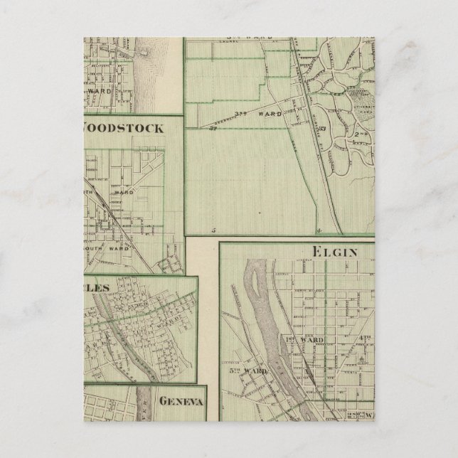 Sjö Forest, Elgin, Waukegan, Woodstock Vykort (Framsida)