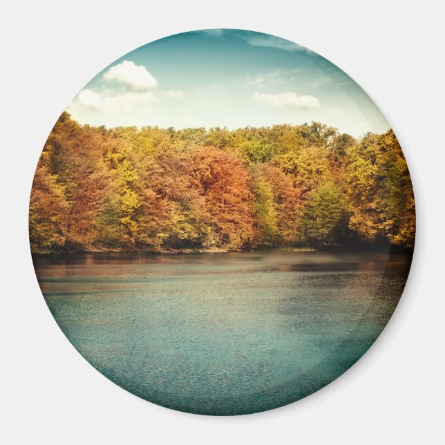 Sjö Forest Träd Vatten Monogram Initial Magnet (Framsidan)