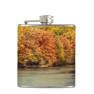 Sjö Forest Träd Vatten Monogram Whiskey-kolv Fickplunta