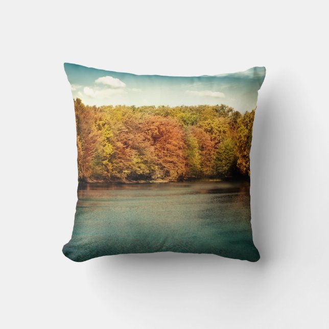 Sjö Forest Träd Vatten Throw Couch Pillow Kudde (Framsida)