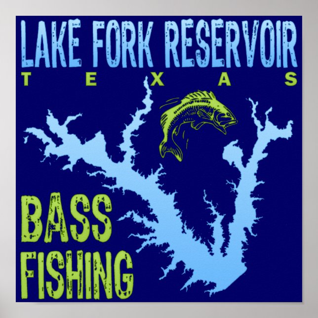 Sjö Fork Reservoir, Texas Bass Fishing Poster (Framsidan)