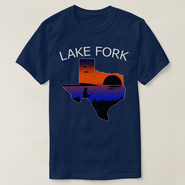 Sjö Fork Reservoir Texas Fisherman Fisherman Fishi T Shirt (Design framsida)