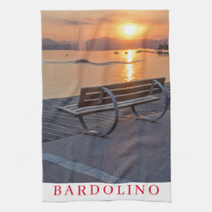Sjö Garda Bardolino sunset tea town Kökshandduk