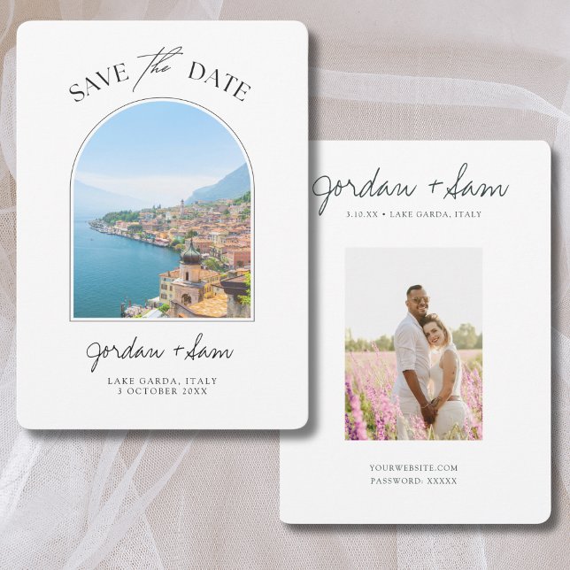 Sjö Garda Italien Bröllop spara datum Inbjudningar (Lake Garda Wedding Save the Date)