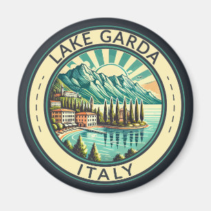Sjö Garda Italien Illustration Travel Art Badge Magnet