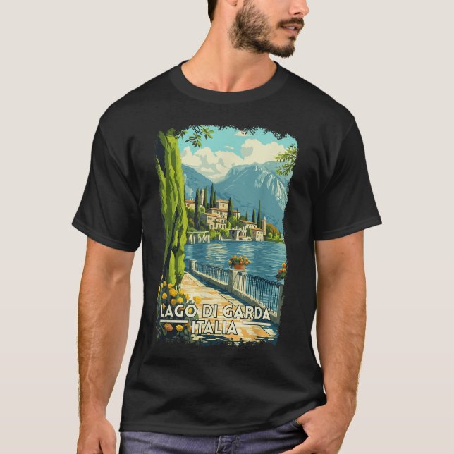 Sjö Garda Italien Souvenir T Shirt (Framsida)