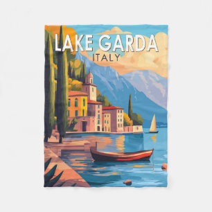 Sjö Garda Italien Travel Art Vintage Fleecefilt