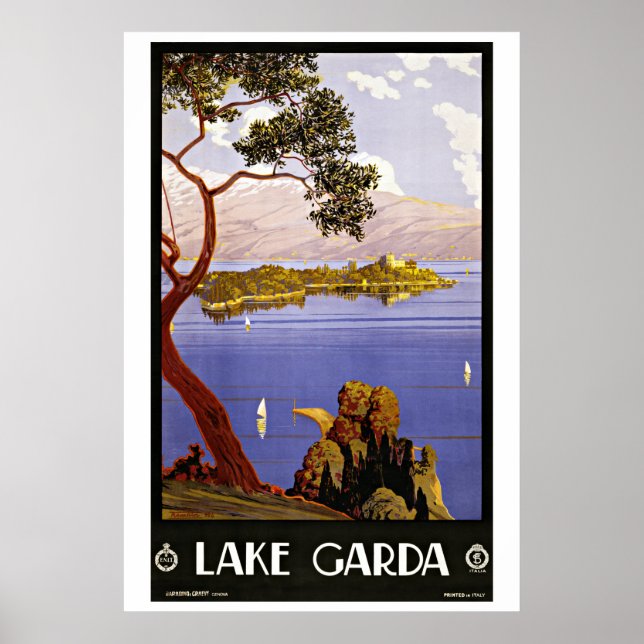 Sjö Garda Italien Vintage resor Poster (Framsidan)