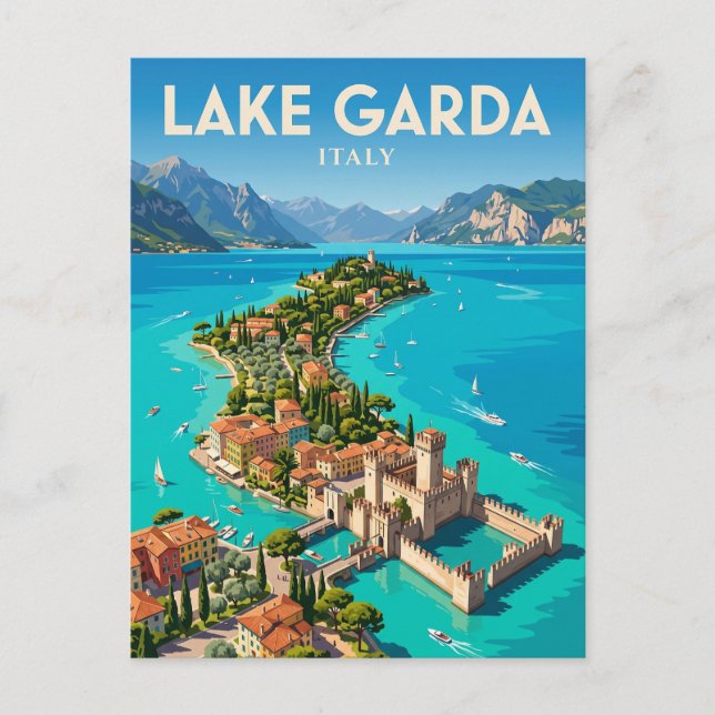 Sjö Garda Italien Vykort (Framsida)