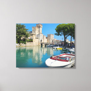 Sjö Garda Sirmione Castle view kanvastryck