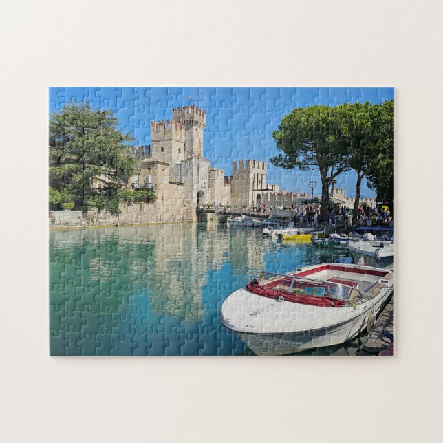 Sjö Garda Sirmione Castle view puzzle Pussel (Horisontell)