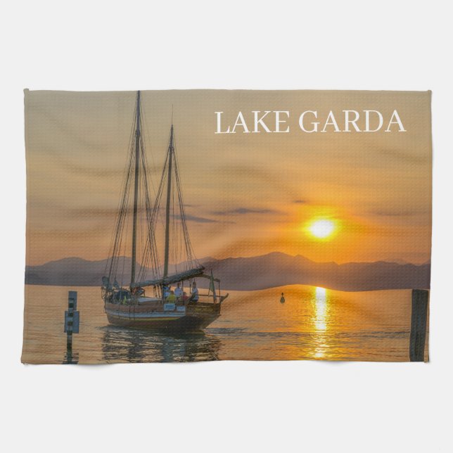Sjö Garda sunset Cruise tea towel Kökshandduk (Horisontell)