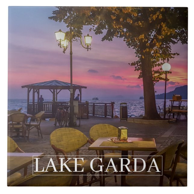 Sjö Garda sunset view keramic tile Kakelplatta (Framsidan)