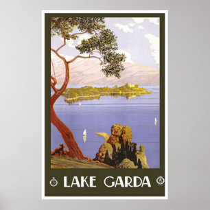 "Sjö Garda" Vintage Italienska reseaffischer Poster