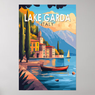 Sjö Gardas Italien Resa Konst Vintage Poster