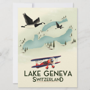 sjö geneva-switzerland Travel-affisch Inbjudningar