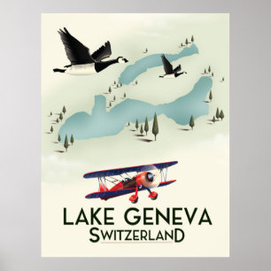 sjö geneva-switzerland Travel-affisch Poster