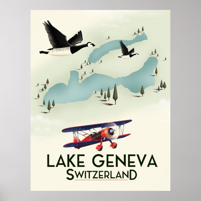 sjö geneva-switzerland Travel-affisch Poster (Framsidan)