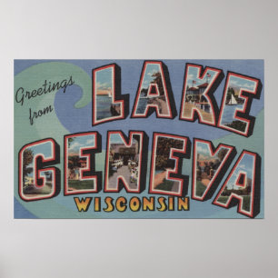 Sjö Geneva, Wisconsin - stora brevplatser Poster