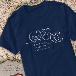 Sjö Genève Lac Leman Vintage Latin Text T Shirt