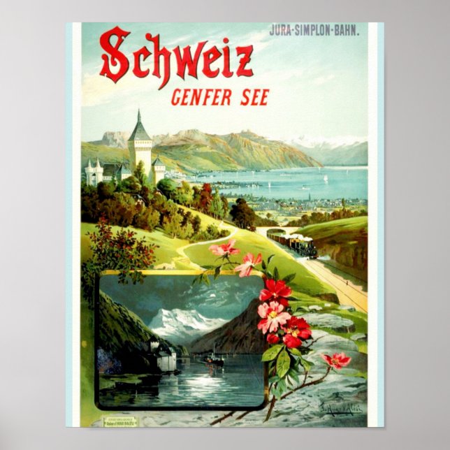 Sjö Genève Schweiz Poster (Framsidan)