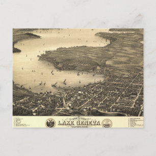 Sjö Genève-Vintagen Karta Vykort