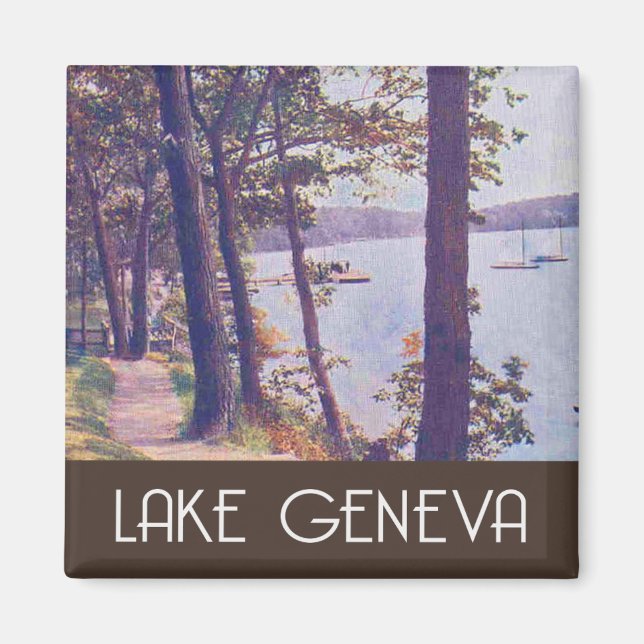 Sjö Genève, vintagen Wisconsin Magnet (Framsidan)