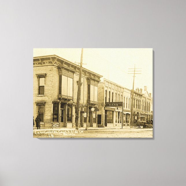 Sjö Genève Wisconsin 1910 South Side Main Street Canvastryck (Framsida)