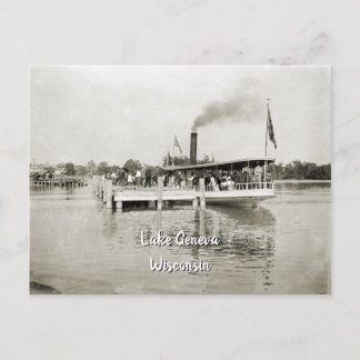 Sjö Genève Wisconsin Steamboat Steamer 1890's Vykort
