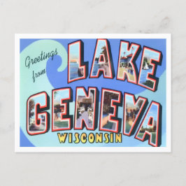 Sjö Genève, Wisconsin Vintage Big Brev Vykort