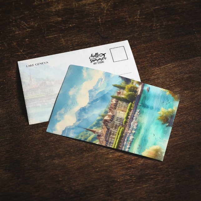 Sjö Genèvevykort för vattenfärg Inbjudningar (Skapare uppladdad)