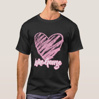 Sjö George New York Vacation Kärlek Rosa Heart T Shirt