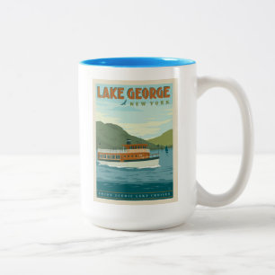 Sjö George, New York   Vintage Boat Två-Tonad Mugg