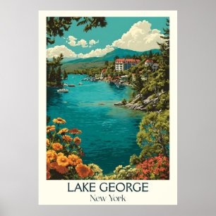 Sjö George New York-Vintagen Adirondack Sjö Art Poster