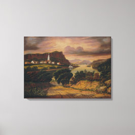 Sjö George och byn av Caldwell Canvastryck