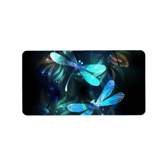 Sjö Glowing Dragonflies Adressetikett (Framsidan)