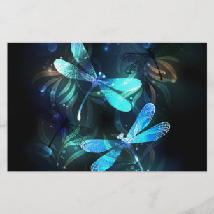 Sjö Glowing Dragonflies Flygblad