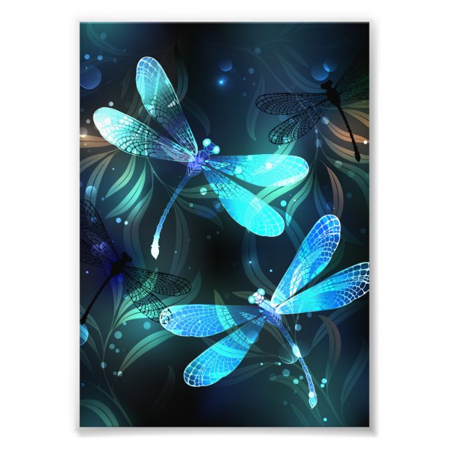 Sjö Glowing Dragonflies Fototryck (Framsidan)