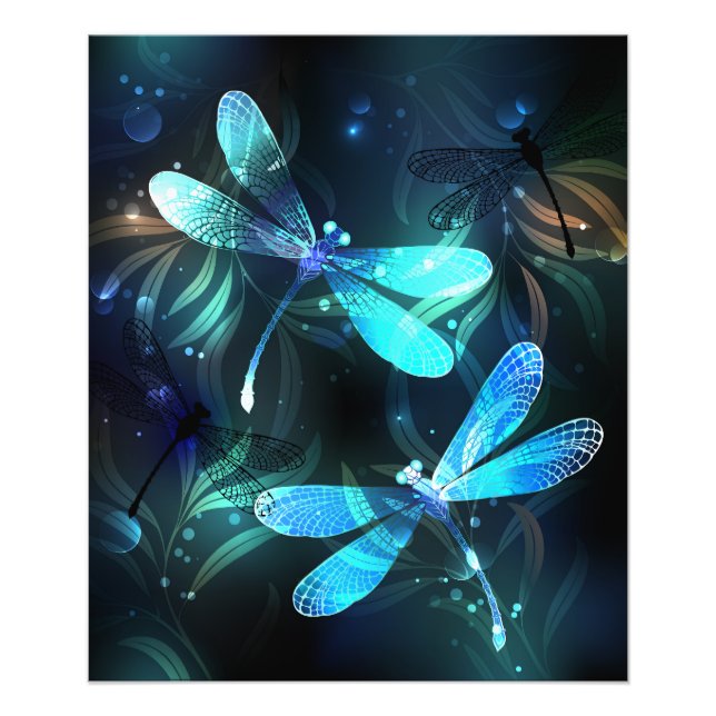 Sjö Glowing Dragonflies Fototryck (Framsidan)