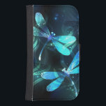 Sjö Glowing Dragonflies Galaxy S4 Plånbok<br><div class="desc">Två genomskinliga,  luminösa,  turkosa,  artificiellt ritade drakoner flyger över nattetid med luminiscent sjö-alger och fibrer. Glowing Dronfly.</div>