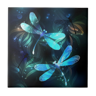 Sjö Glowing Dragonflies Kakelplatta