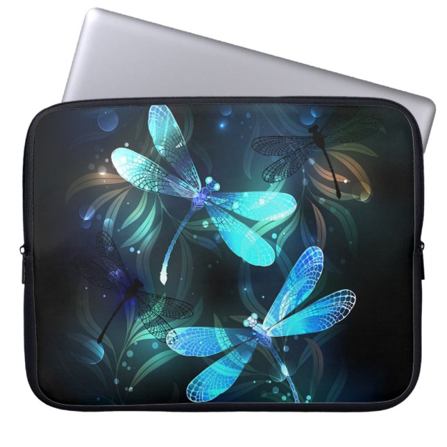 Sjö Glowing Dragonflies Laptop Fodral (Framsidan)