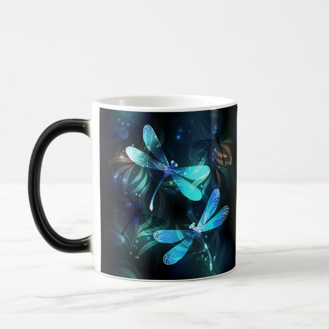 Sjö Glowing Dragonflies Magisk Mugg (Vänster)